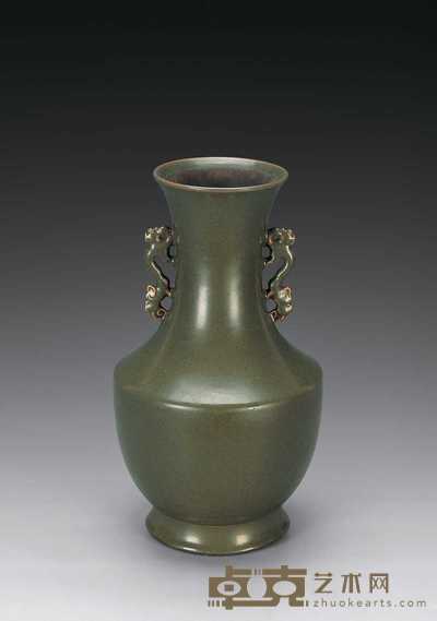 清乾隆 茶叶末釉双耳瓶 12.8×37cm